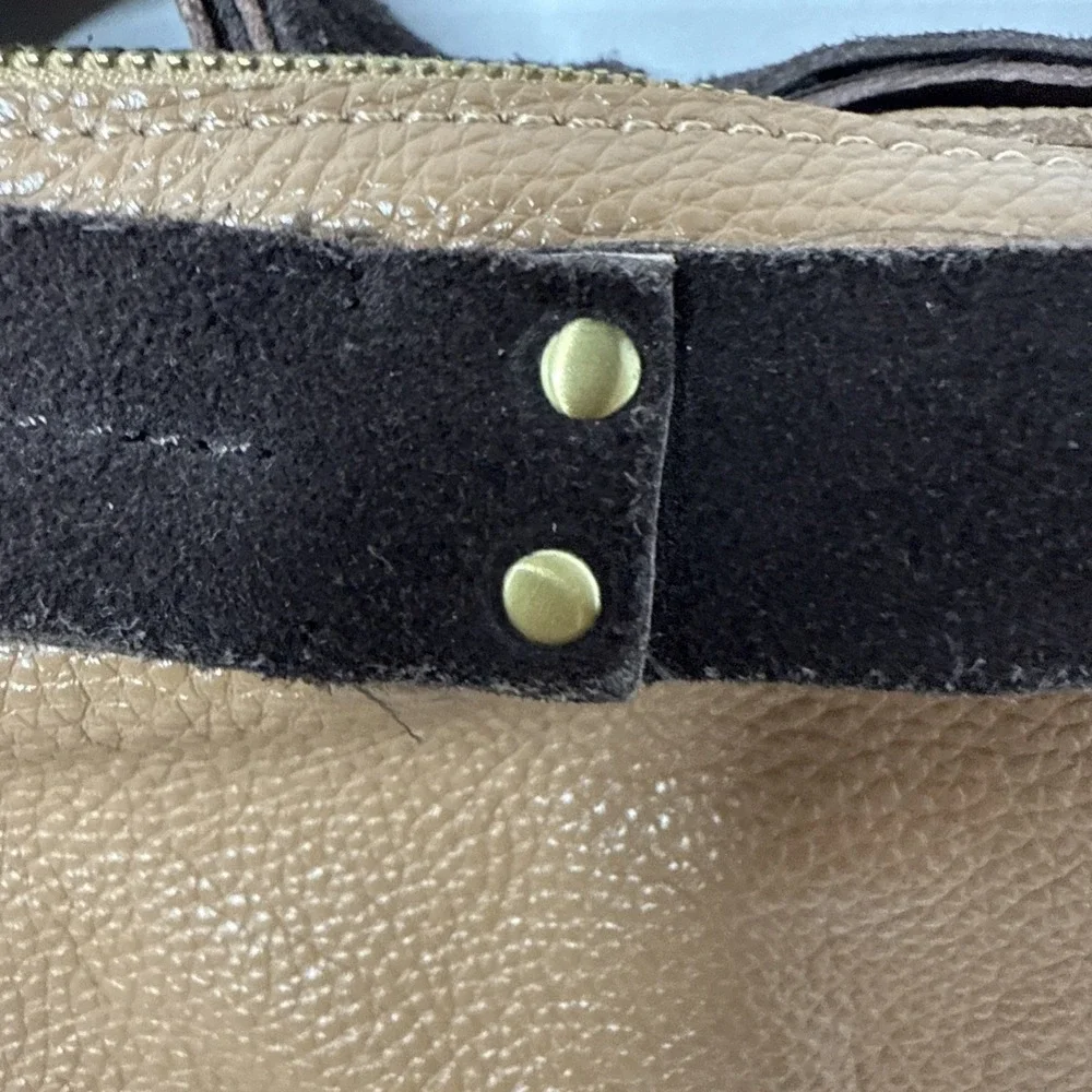 Jo Handbags Hobo Day Shopper Tan and Brown Pebbled Leather 17